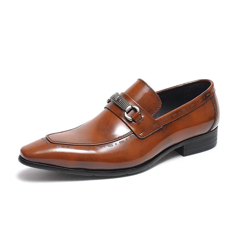Men's Slip On dress shoes Black Brown sheisinshoes
