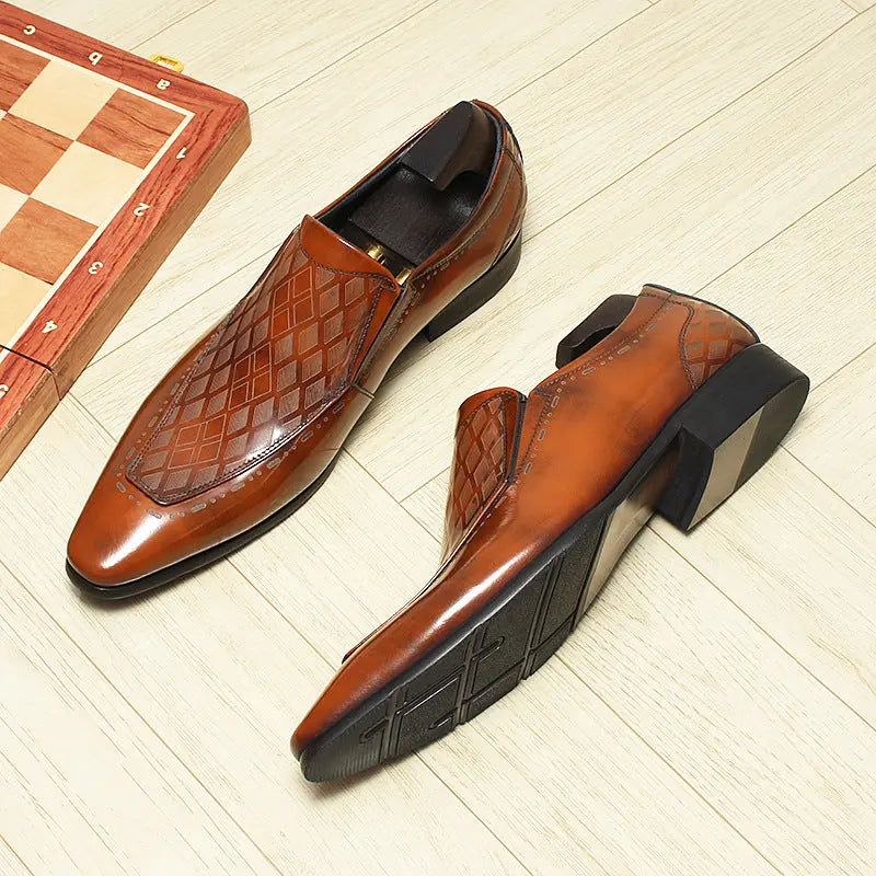 Men's black Loafer dress Shoes Pointed Toe sheisinshoes