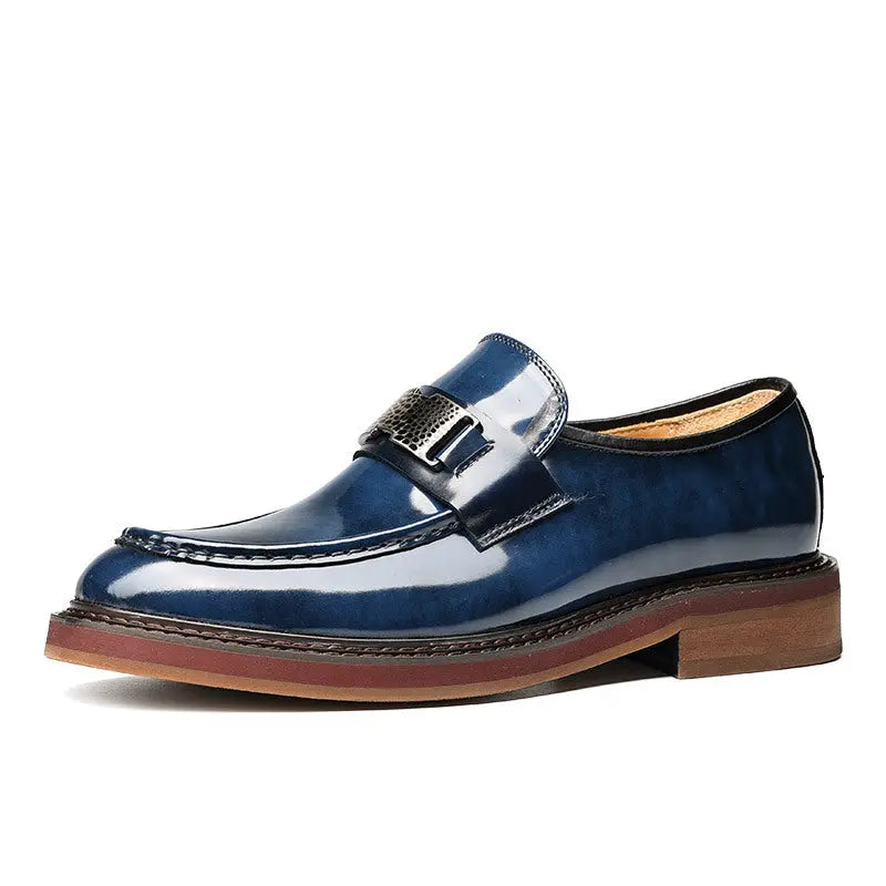 black slip-on dress shoes mens Thick Sole sheisinshoes
