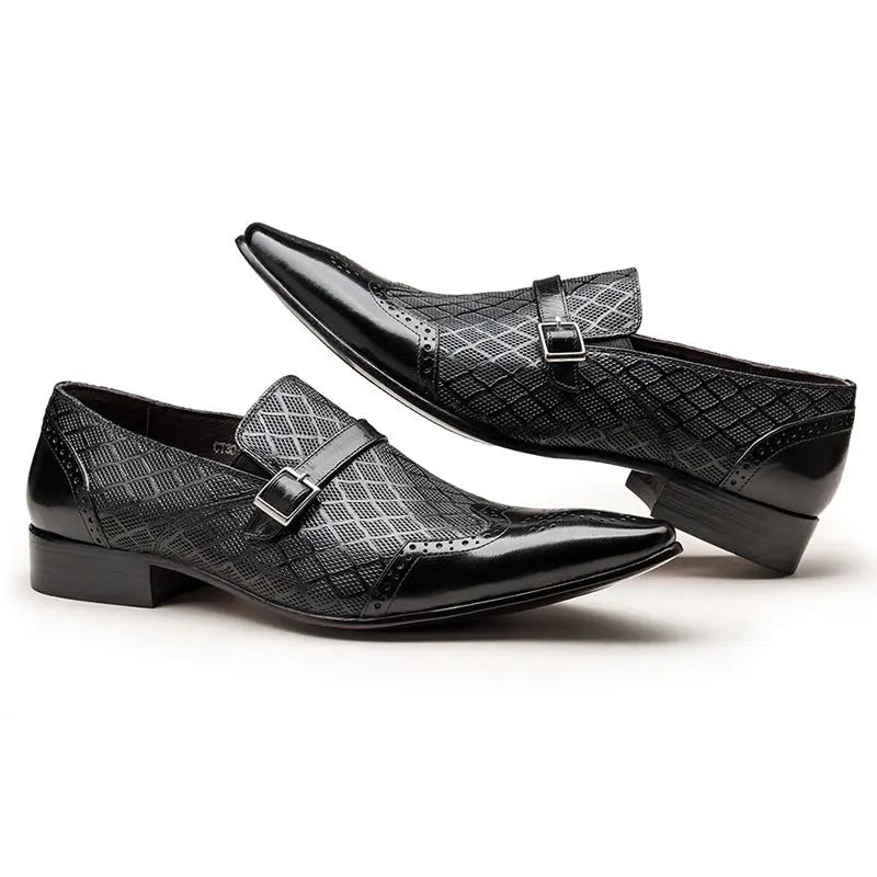 mens black slip-on dress shoes leather Loafers sheisinshoes