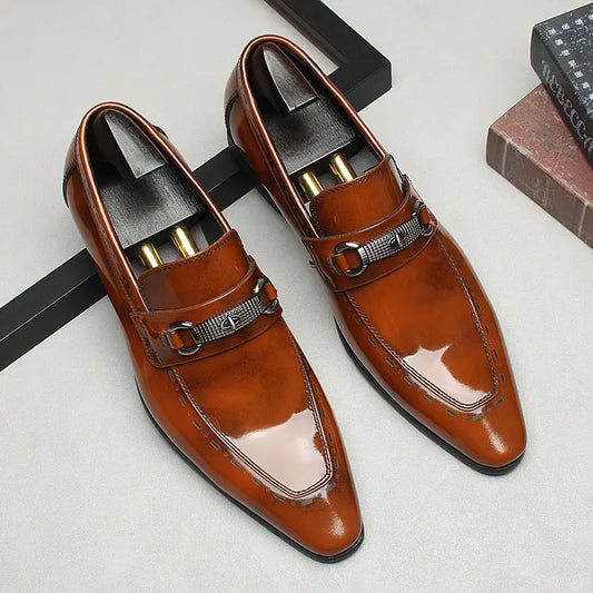 Men's Slip On dress shoes Black Brown sheisinshoes