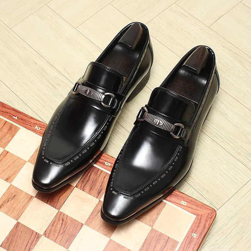 Men's Slip On dress shoes Black Brown sheisinshoes
