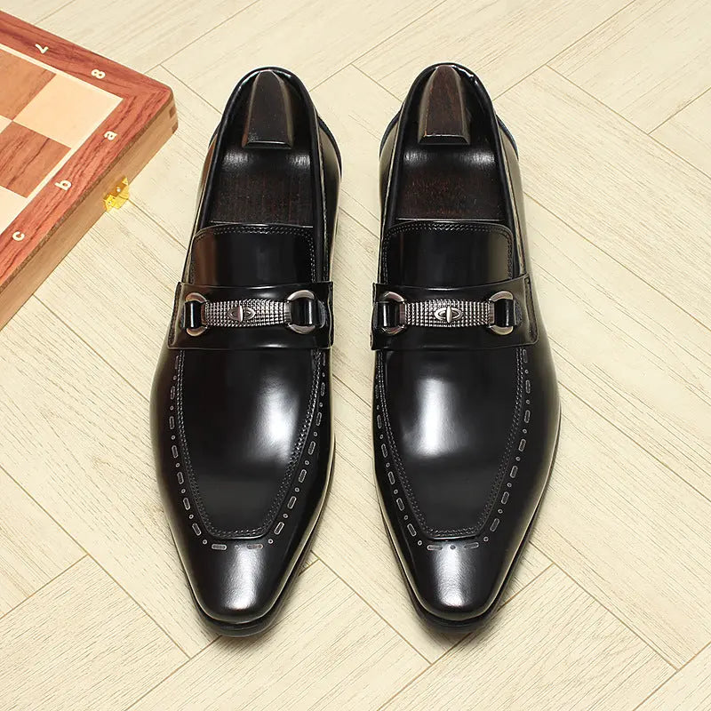 Men's Slip On dress shoes Black Brown sheisinshoes