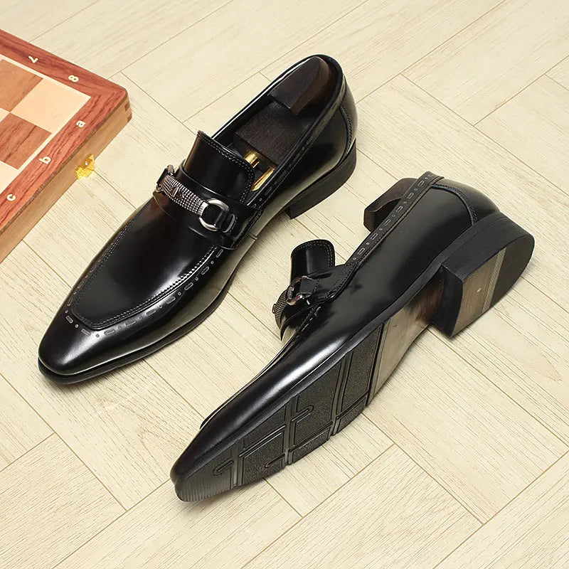 Men's Slip On dress shoes Black Brown sheisinshoes