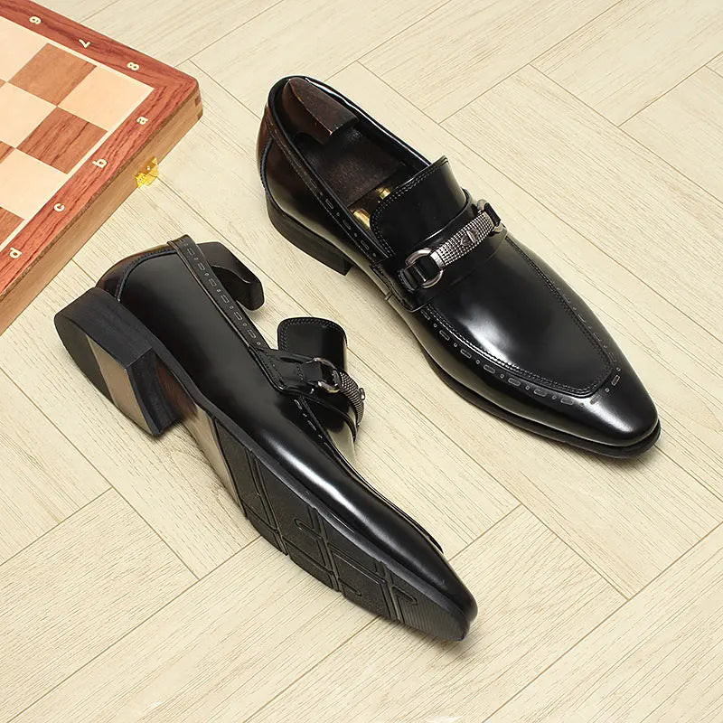 Men's Slip On dress shoes Black Brown sheisinshoes