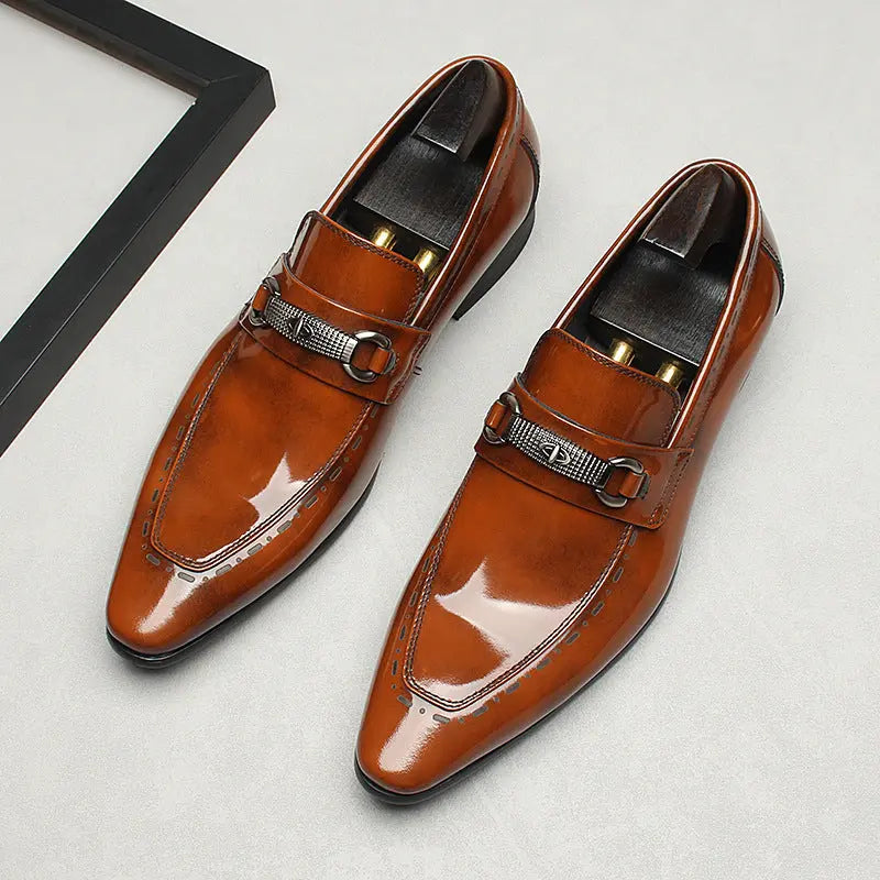 Men's Slip On dress shoes Black Brown sheisinshoes
