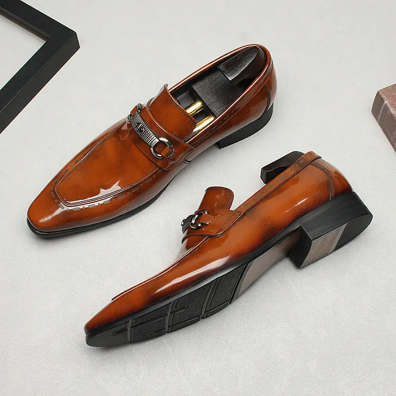 Men's Slip On dress shoes Black Brown sheisinshoes