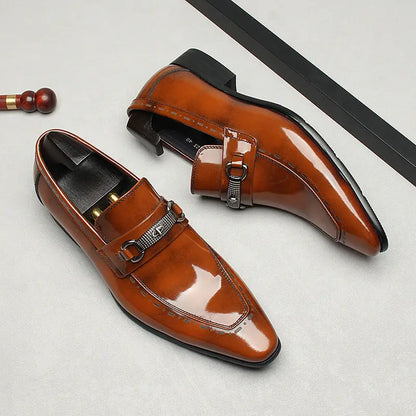 Men's Slip On dress shoes Black Brown sheisinshoes