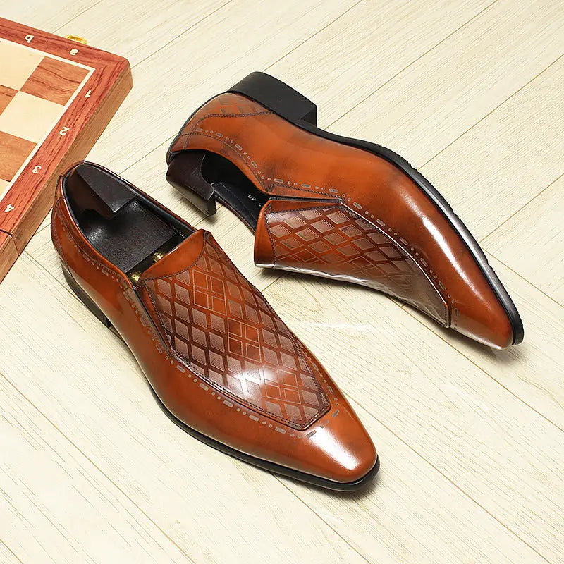Men's black Loafer dress Shoes Pointed Toe sheisinshoes
