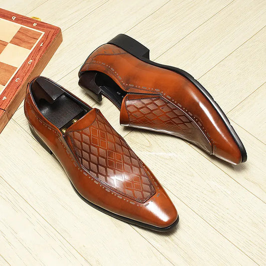 Men's black Loafer dress Shoes Pointed Toe sheisinshoes