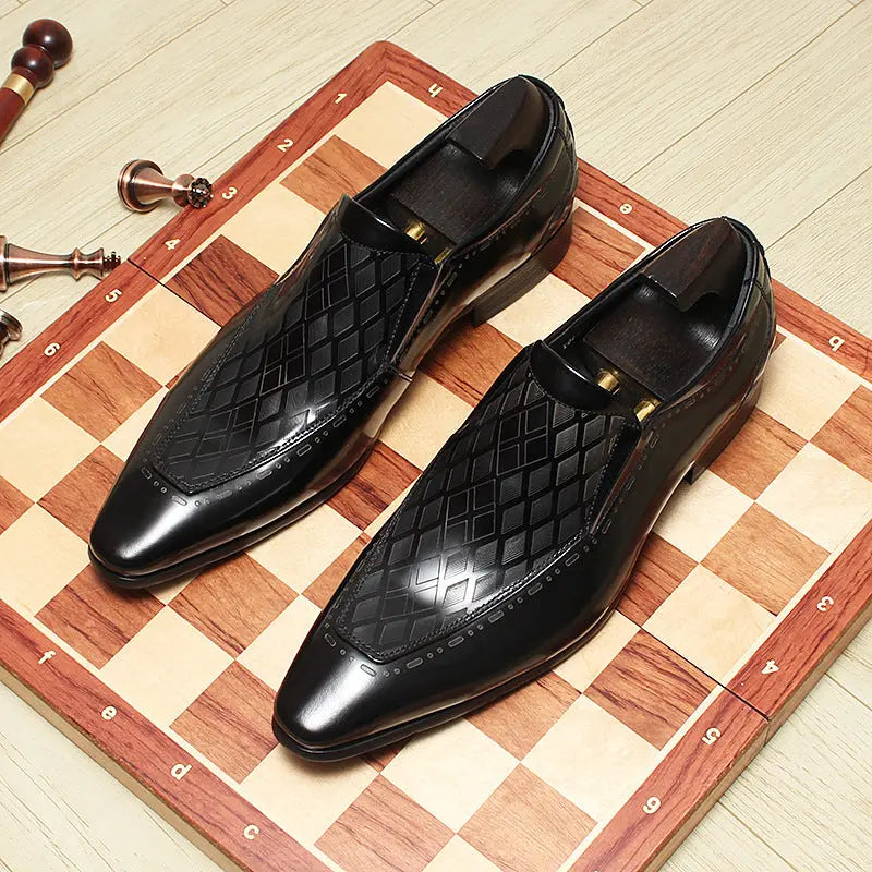 Men's black Loafer dress Shoes Pointed Toe sheisinshoes