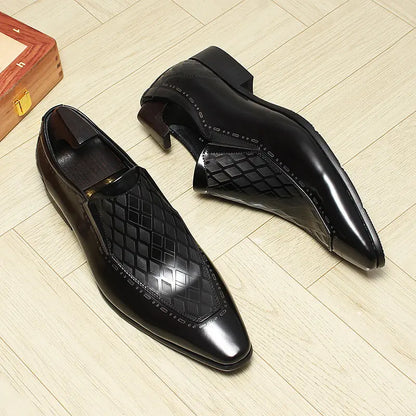Men's black Loafer dress Shoes Pointed Toe sheisinshoes