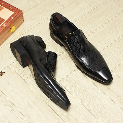 Men's black Loafer dress Shoes Pointed Toe sheisinshoes