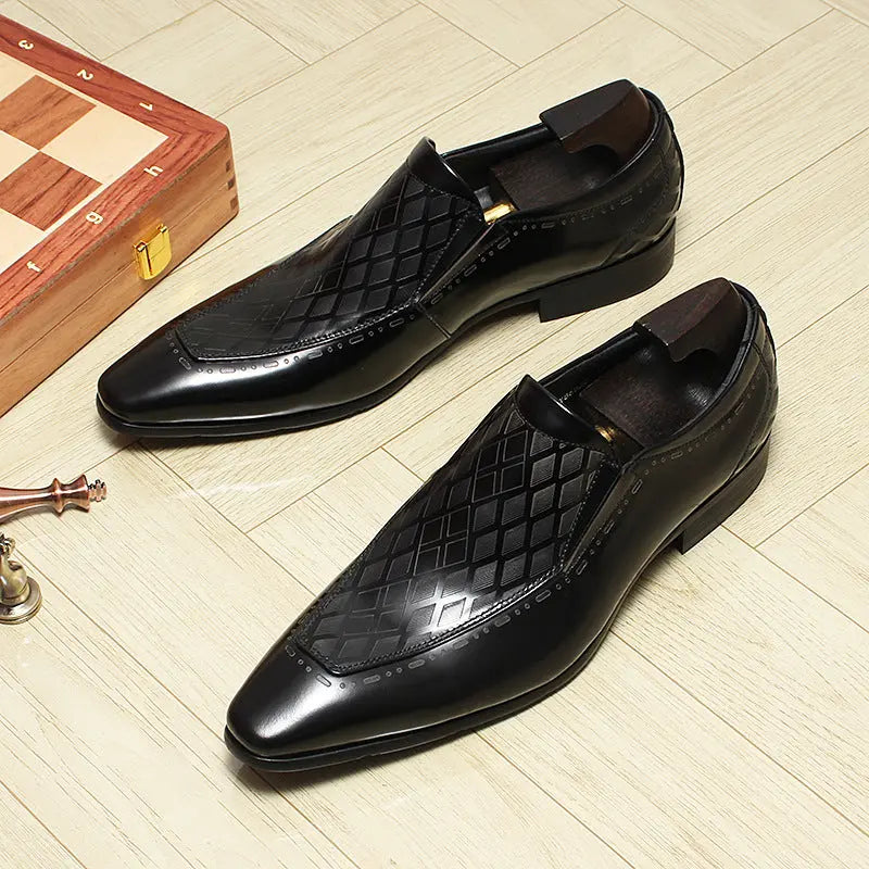 Men's black Loafer dress Shoes Pointed Toe sheisinshoes