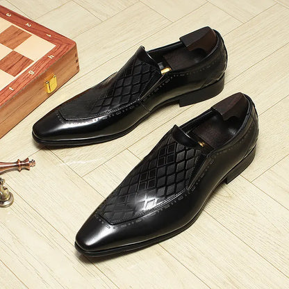 Men's black Loafer dress Shoes Pointed Toe sheisinshoes