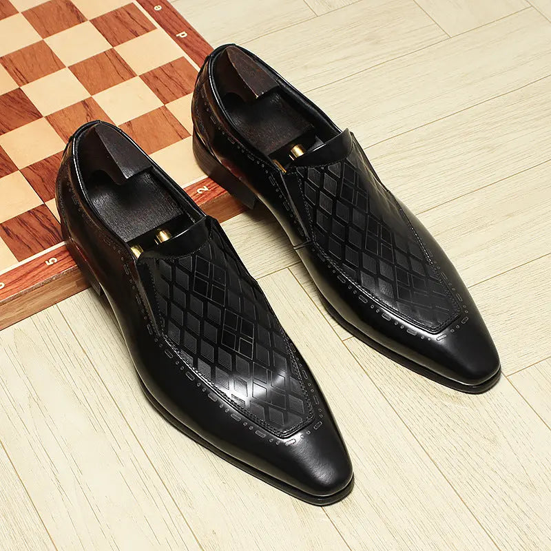 Men's black Loafer dress Shoes Pointed Toe sheisinshoes