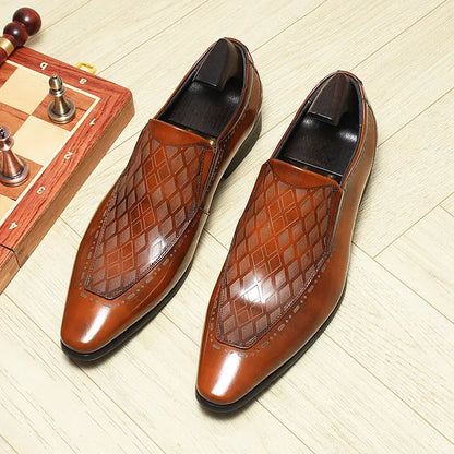 Men's black Loafer dress Shoes Pointed Toe sheisinshoes