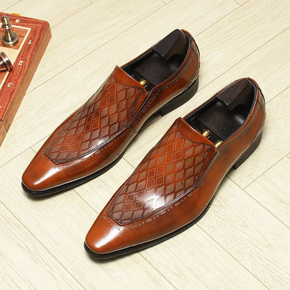 Men's black Loafer dress Shoes Pointed Toe sheisinshoes