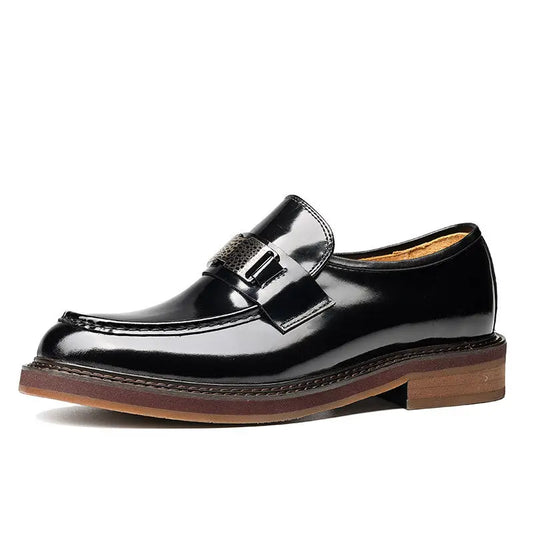 black slip-on dress shoes mens Thick Sole sheisinshoes