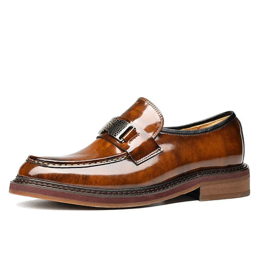black slip-on dress shoes mens Thick Sole sheisinshoes