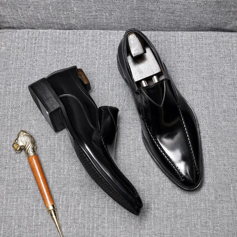 mens black leather slip on dress shoes sheisinshoes