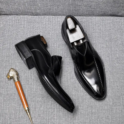 mens black leather slip on dress shoes sheisinshoes