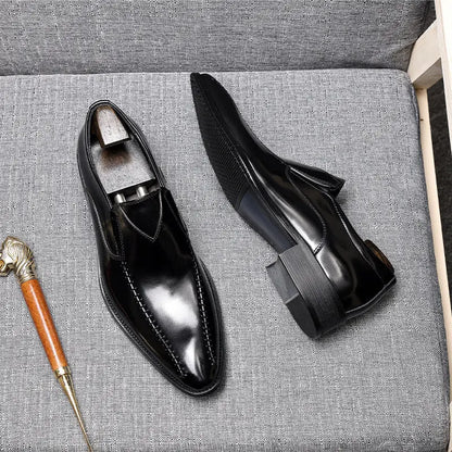 mens black leather slip on dress shoes sheisinshoes