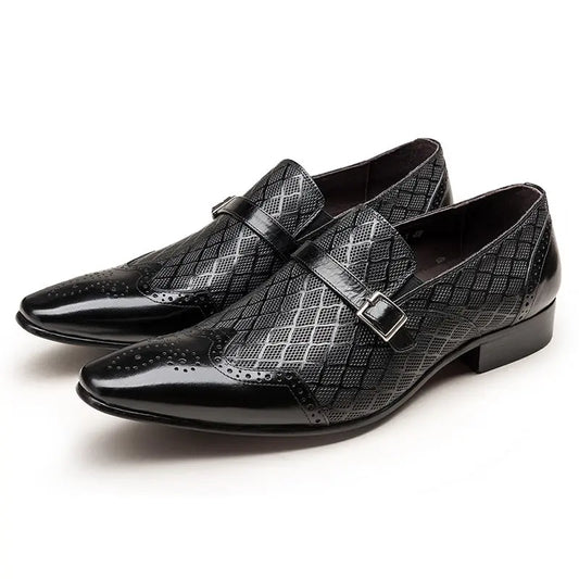 mens black slip-on dress shoes leather Loafers sheisinshoes