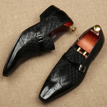 mens black slip-on dress shoes leather Loafers sheisinshoes
